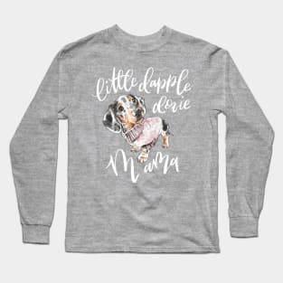 Dapple Doxie Mama, Black in Pink Long Sleeve T-Shirt